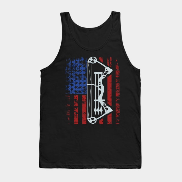 American Flag Archery Gift Print Patriotic Archer Print Tank Top by Linco